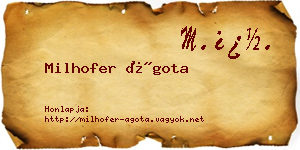 Milhofer Ágota névjegykártya